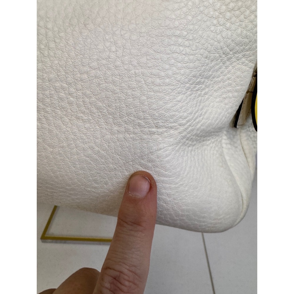 Coach Leather Satchel Handbag Cream Pebble Grain Silver Hardware Top Zip Vintage - Picture 8 of 16